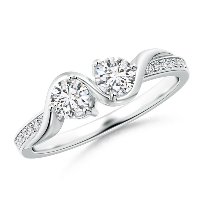4mm HSI2 Two Stone Twist Diamond Ring with Prong-Set in White Gold