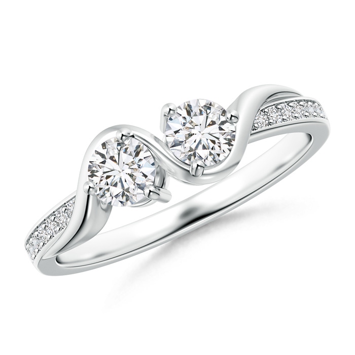 4mm HSI2 Two Stone Twist Diamond Ring with Prong-Set in White Gold 