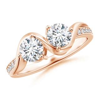 5mm GVS2 Two Stone Twist Diamond Ring with Prong-Set in Rose Gold