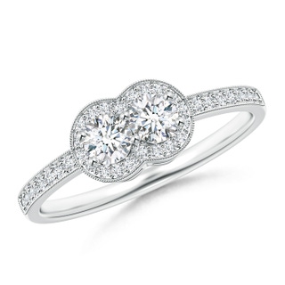 3.5mm GVS2 Two Stone Diamond Halo Engagement Ring in P950 Platinum