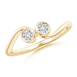 3.2mm HSI2 Bezel-Set Two Stone Round Diamond Engagement Ring in Yellow Gold