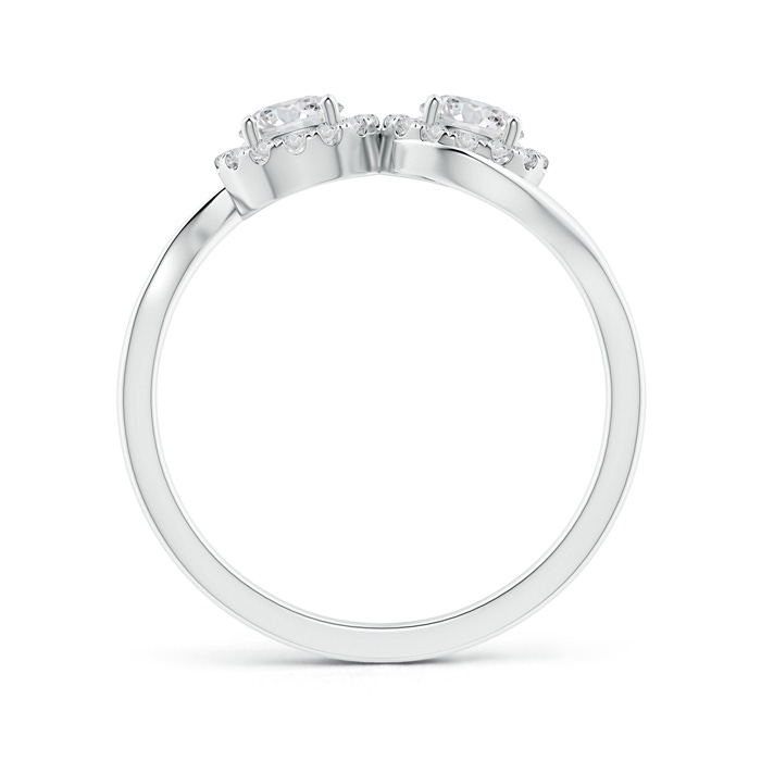 4.1mm HSI2 Two Stone Diamond Halo Bypass Engagement Ring in White Gold Product Image