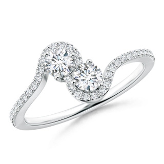 3.6mm GVS2 Two Stone Diamond Bypass Engagement Ring with Accents in White Gold