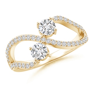 4mm HSI2 Split Shank Two Stone Diamond Bypass Ring in Yellow Gold