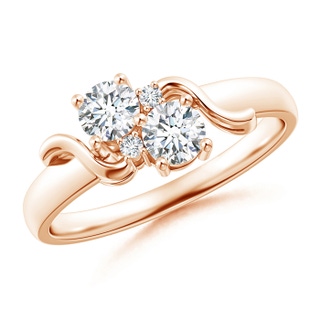 4mm GVS2 Vintage Style Two Stone Diamond Swirl Ring in 9K Rose Gold