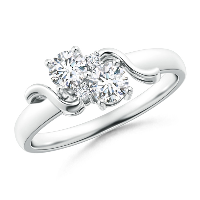 4mm GVS2 Vintage Style Two Stone Diamond Swirl Ring in White Gold 
