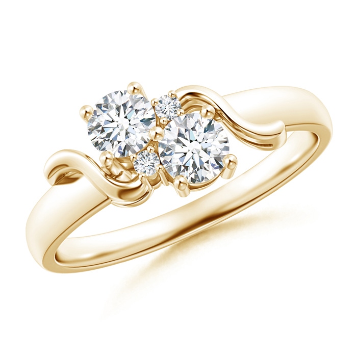 4mm GVS2 Vintage Style Two Stone Diamond Swirl Ring in Yellow Gold 