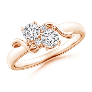 4mm HSI2 Vintage Style Two Stone Diamond Swirl Ring in Rose Gold