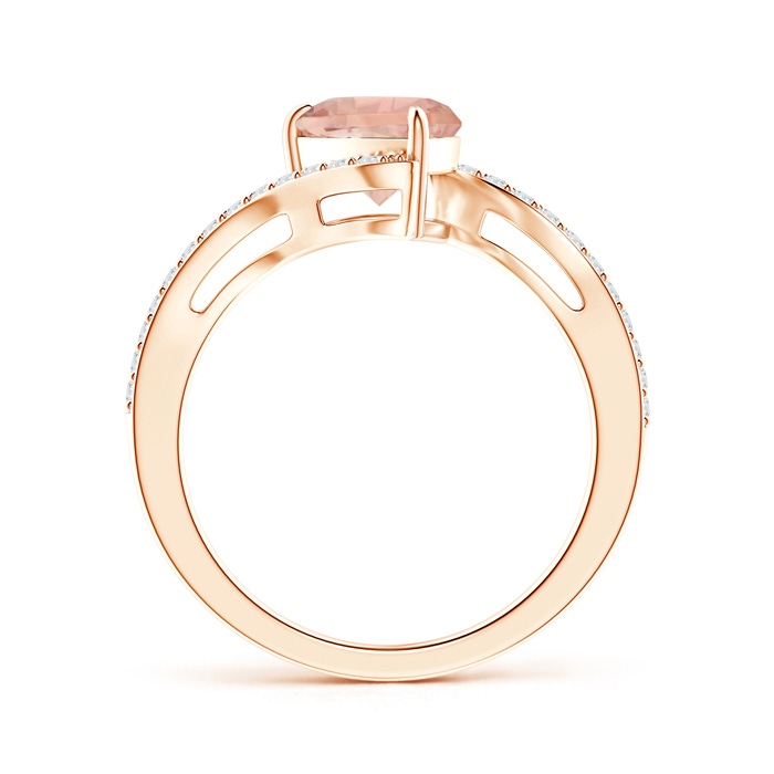 10x7mm AAA Pear-Shaped Morganite Bypass Ring with Diamond Accents in Rose Gold product image