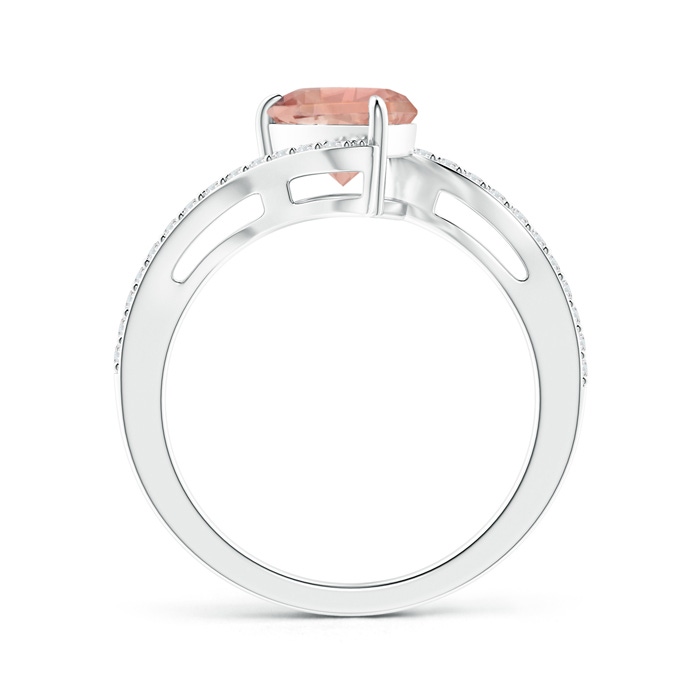 10x7mm AAAA Pear-Shaped Morganite Bypass Ring with Diamond Accents in White Gold product image