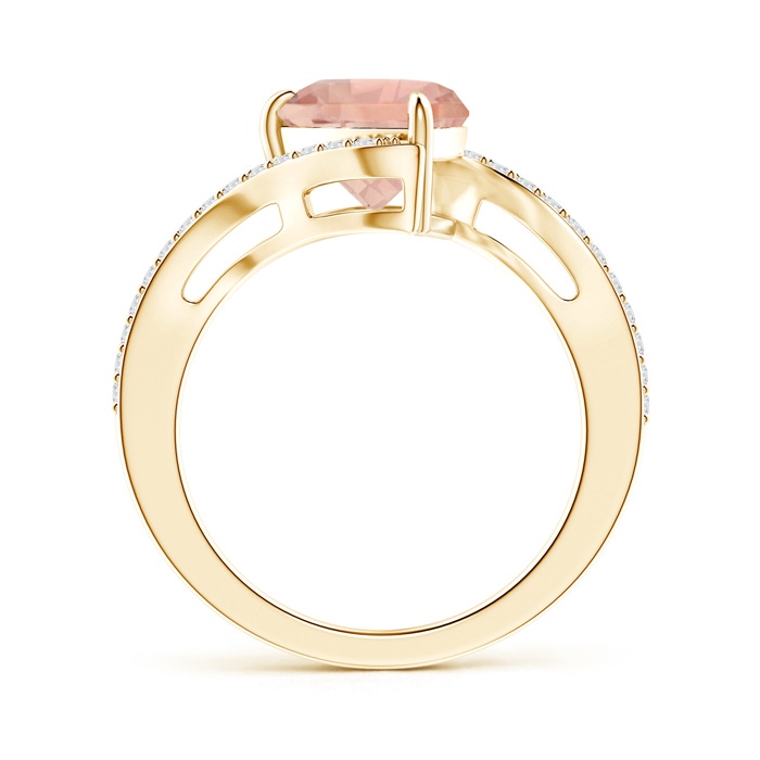 12x8mm AAA Pear-Shaped Morganite Bypass Ring with Diamond Accents in Yellow Gold product image