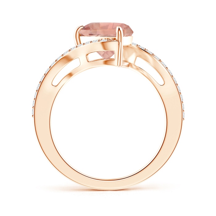 12x8mm AAAA Pear-Shaped Morganite Bypass Ring with Diamond Accents in Rose Gold product image