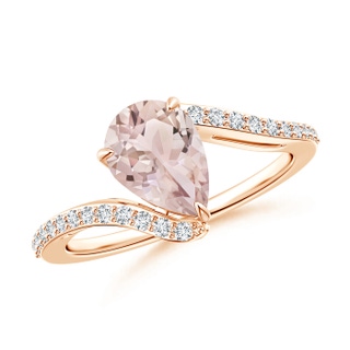 9x6mm A Pear-Shaped Morganite Bypass Ring with Diamond Accents in Rose Gold