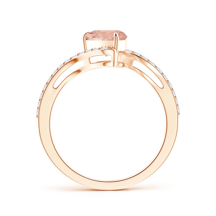 9x6mm AAA Pear-Shaped Morganite Bypass Ring with Diamond Accents in Rose Gold product image