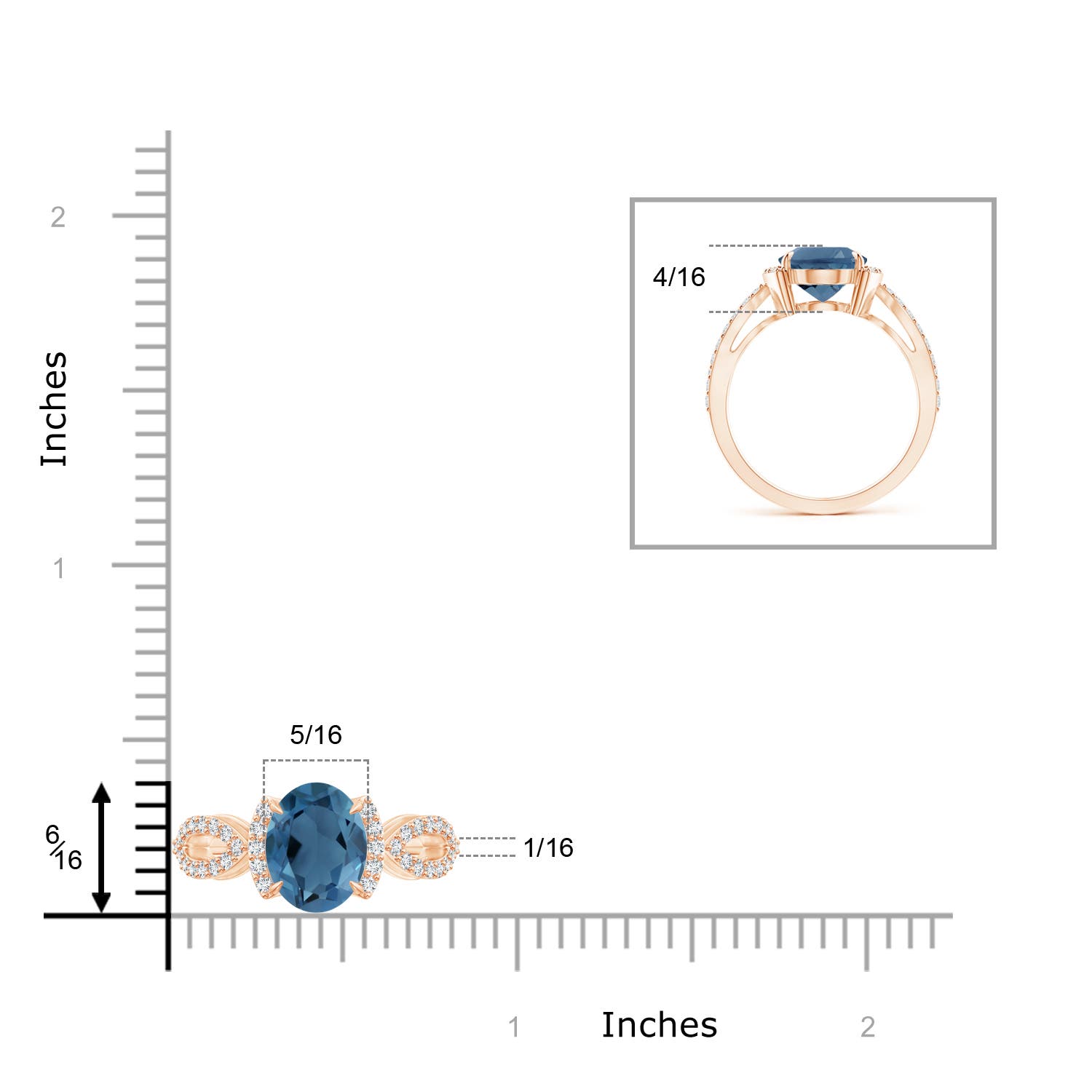 A - London Blue Topaz / 3.63 CT / 14 KT Rose Gold