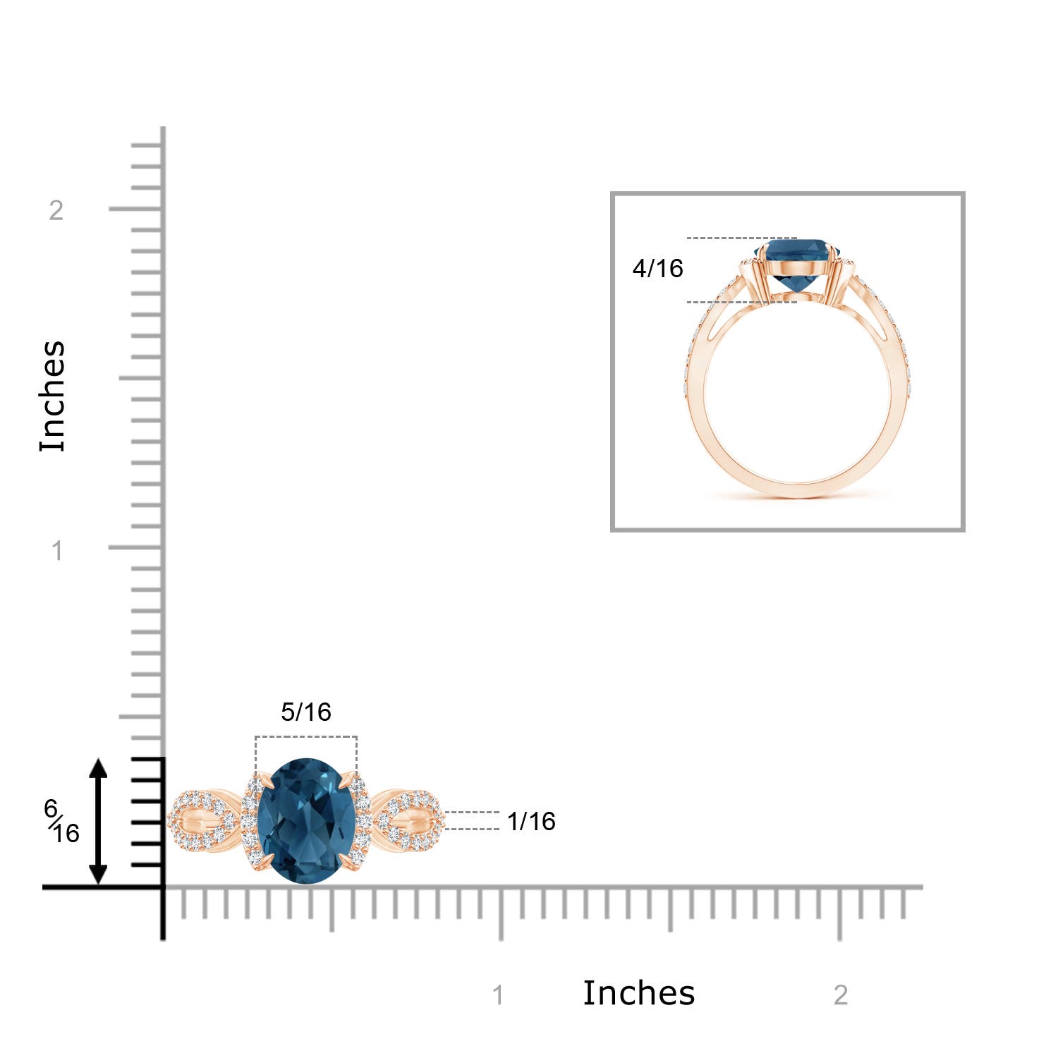 AA - London Blue Topaz / 3.63 CT / 14 KT Rose Gold