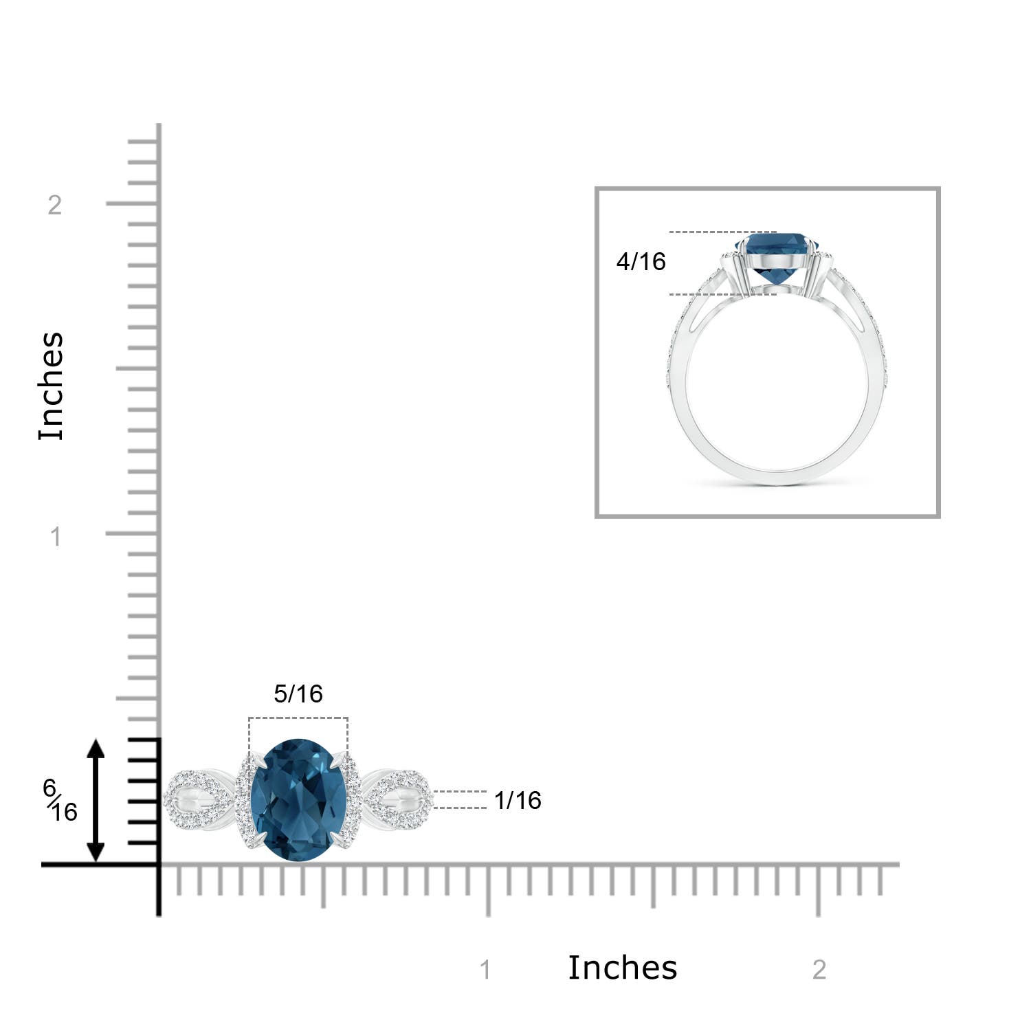 AA - London Blue Topaz / 3.63 CT / 14 KT White Gold