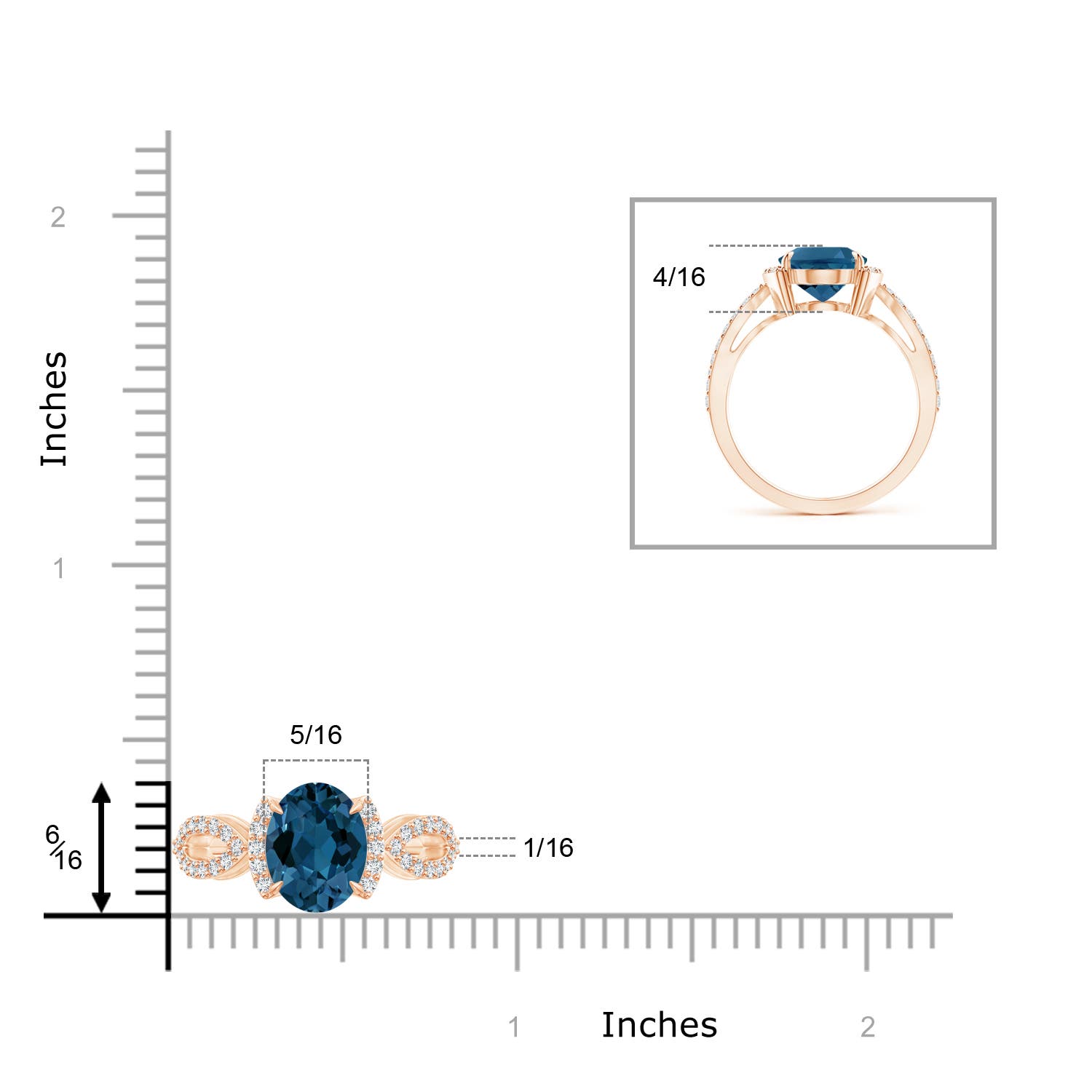 AAA - London Blue Topaz / 3.63 CT / 14 KT Rose Gold