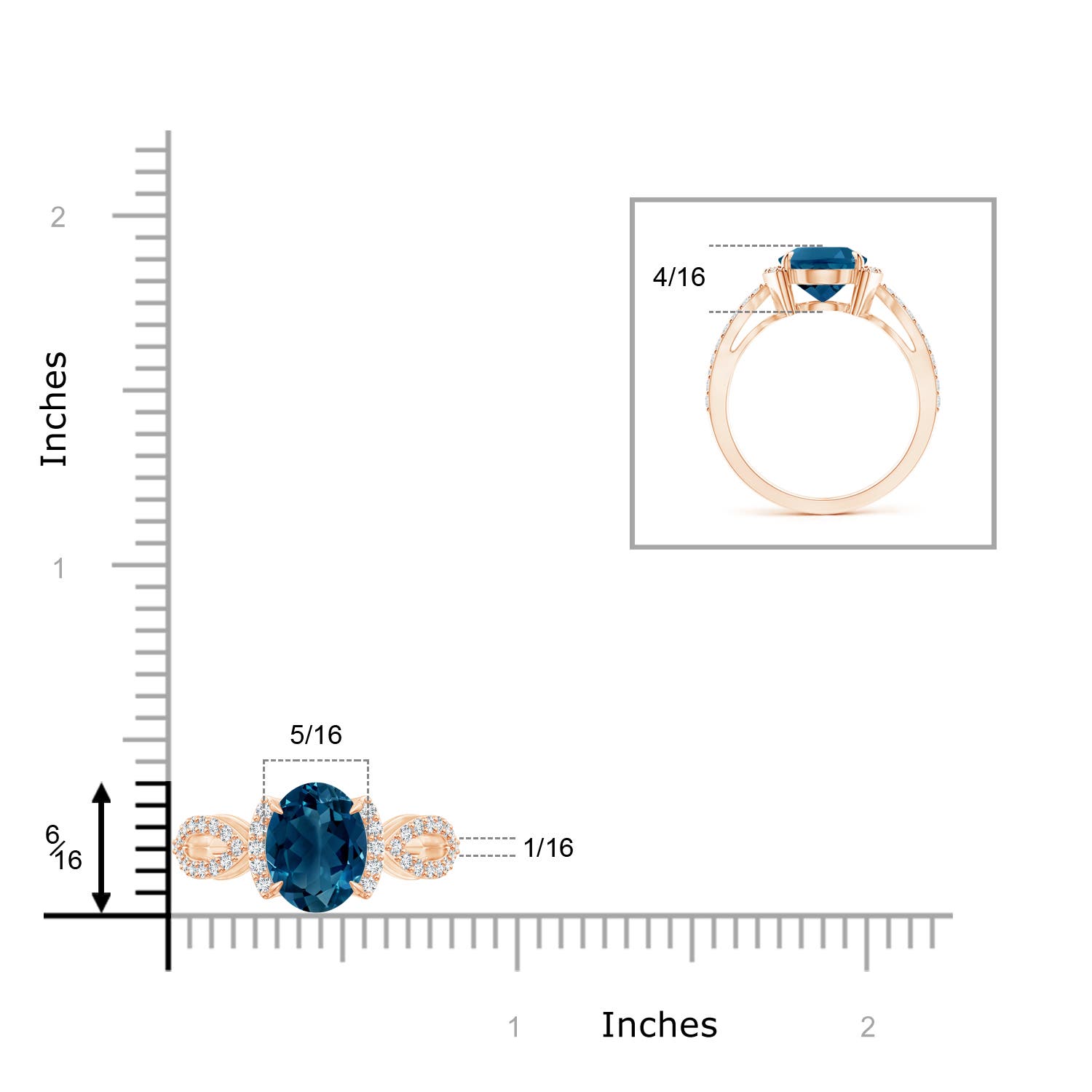 AAAA - London Blue Topaz / 3.63 CT / 14 KT Rose Gold