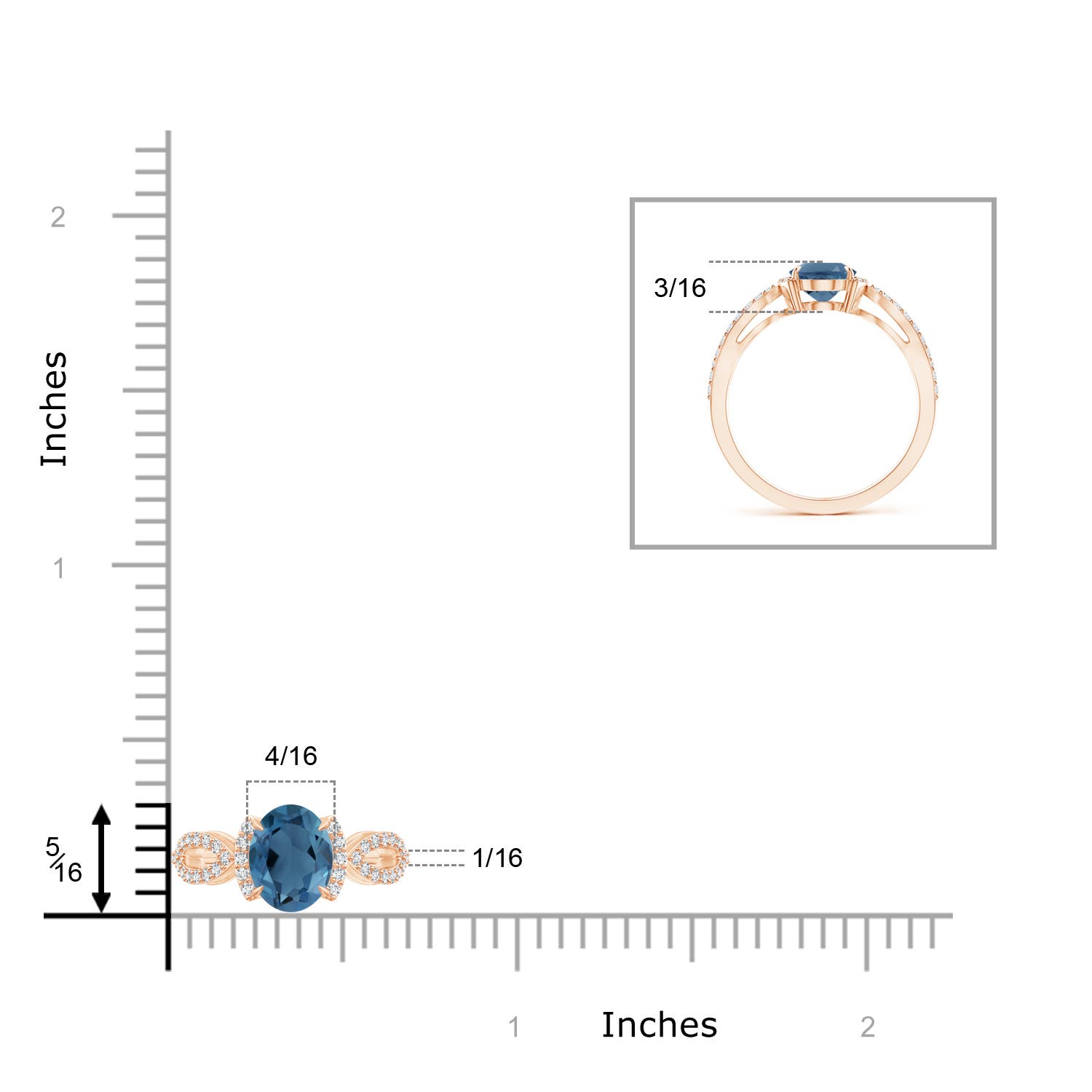 A - London Blue Topaz / 1.75 CT / 14 KT Rose Gold