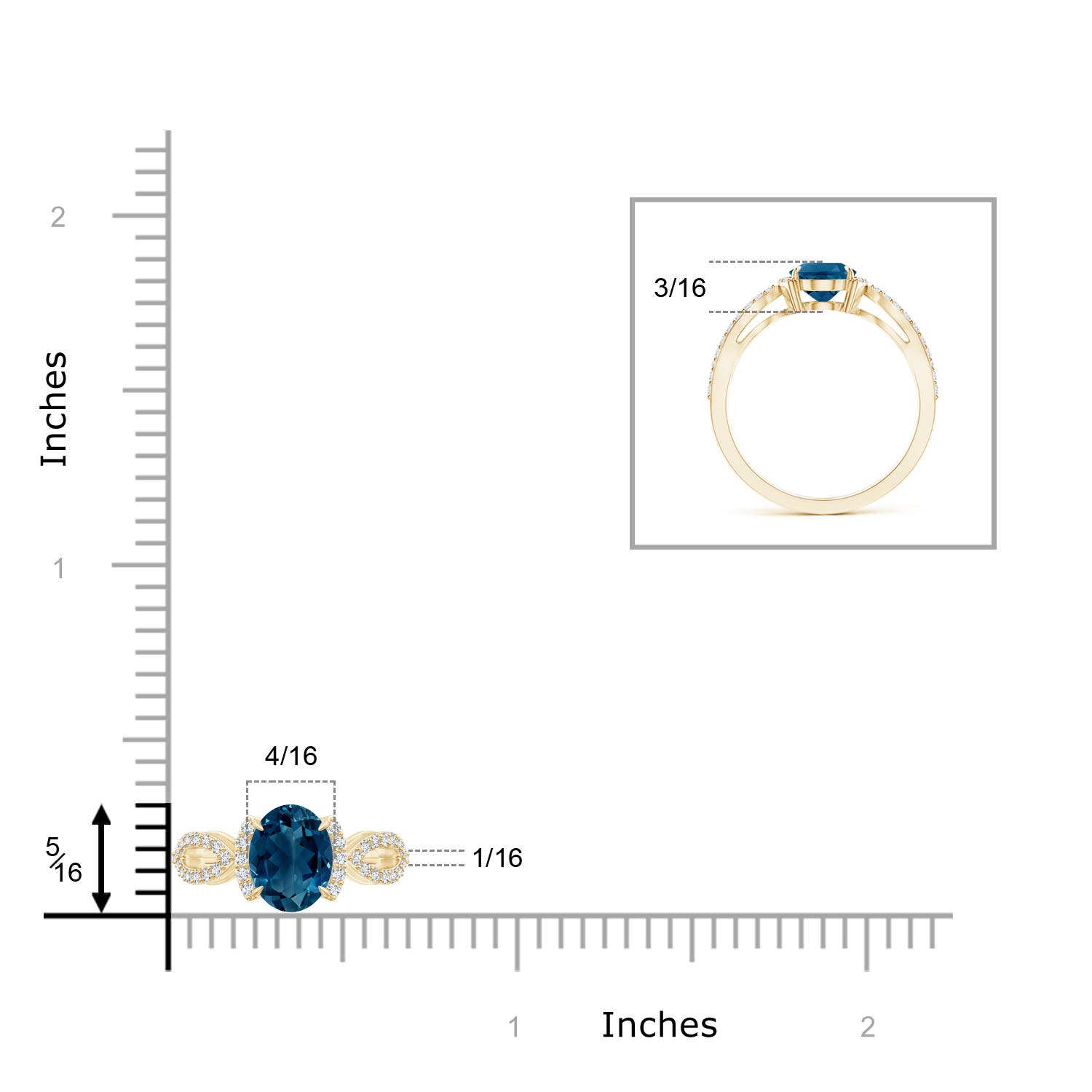 AAAA - London Blue Topaz / 1.75 CT / 14 KT Yellow Gold