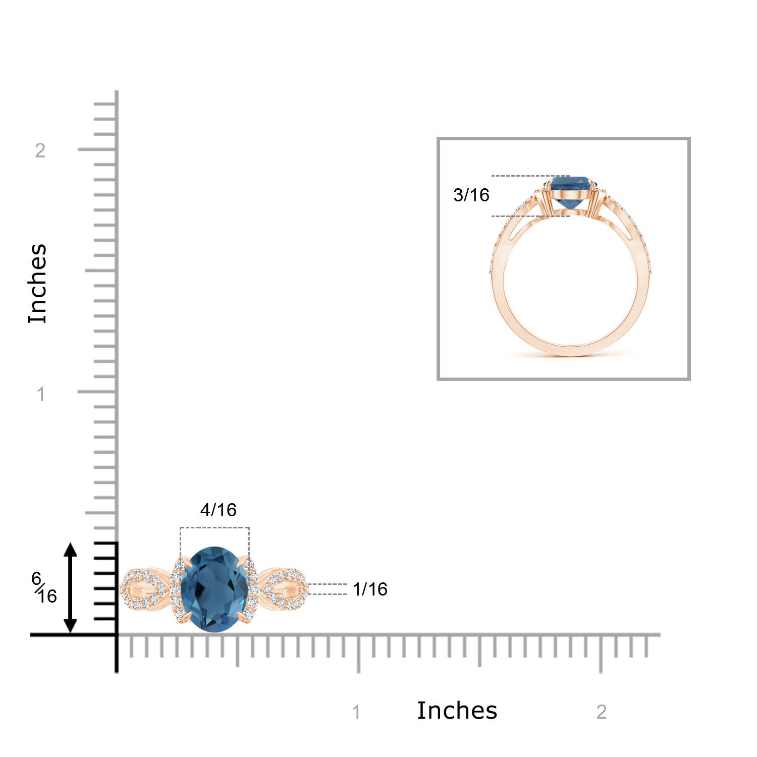 A - London Blue Topaz / 2.57 CT / 14 KT Rose Gold