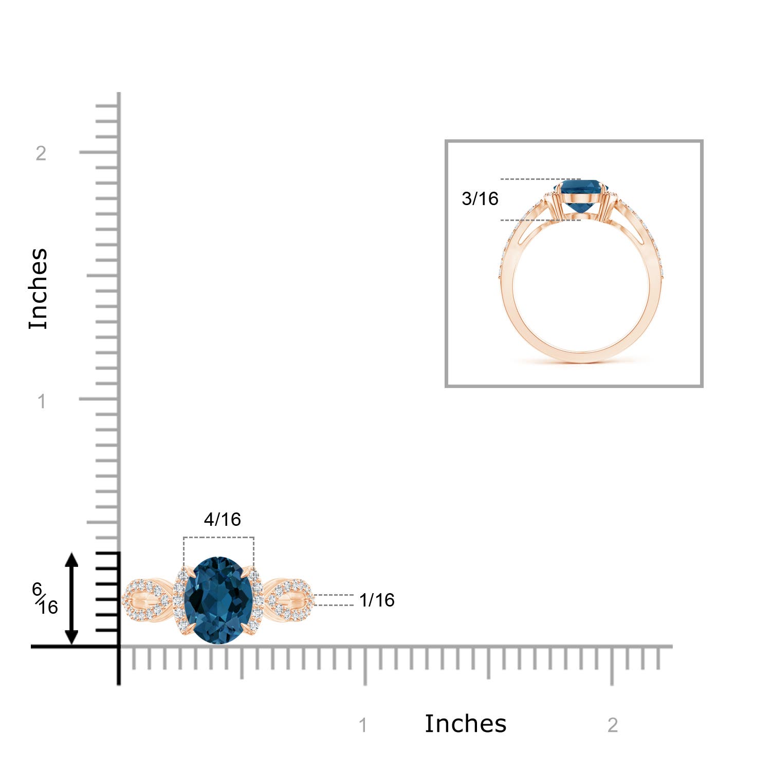 AAA - London Blue Topaz / 2.57 CT / 14 KT Rose Gold