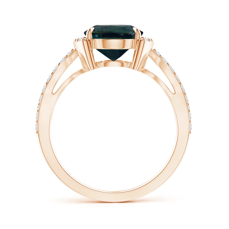 9.70x7.06x5.66mm A GIA Certified Blue Sapphire Split Shank Ring with Diamond Half Halo in Rose Gold side-1
