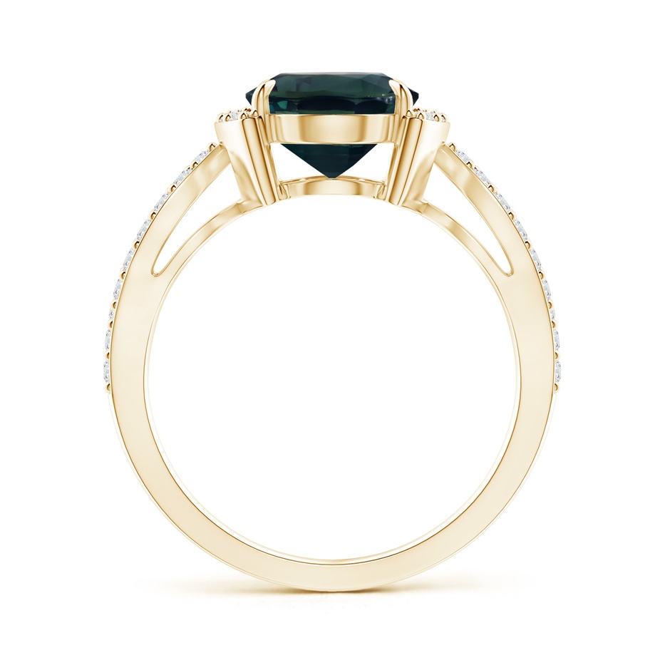 9.70x7.06x5.66mm A GIA Certified Blue Sapphire Split Shank Ring with Diamond Half Halo in Yellow Gold side-1