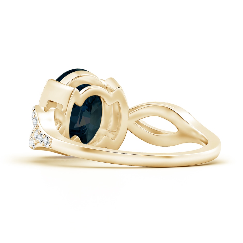 9.70x7.06x5.66mm A GIA Certified Blue Sapphire Split Shank Ring with Diamond Half Halo in Yellow Gold side-2