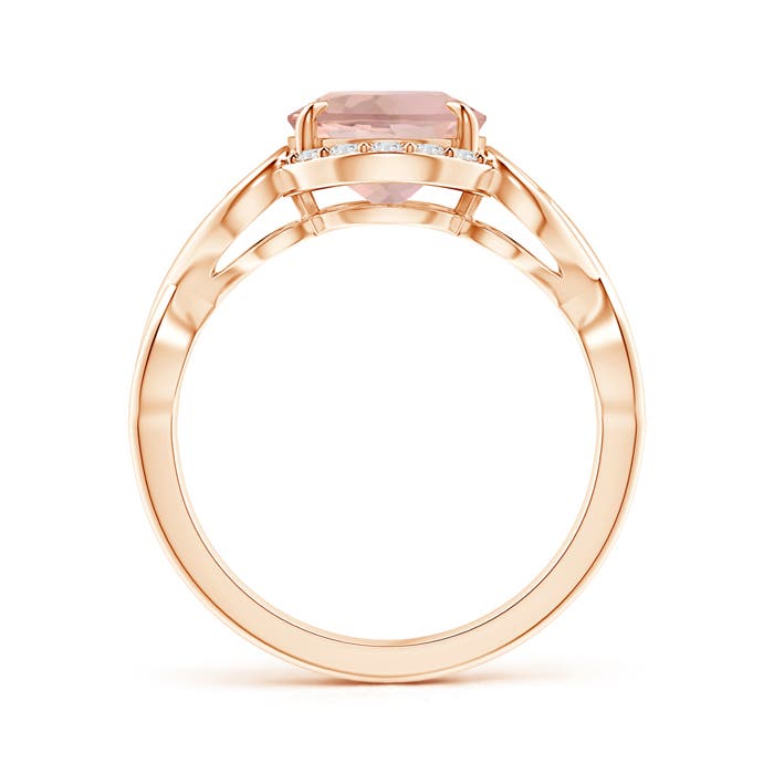 10x8mm AAA Vintage Inspired Oval Morganite Ring with Diamond Accents in Rose Gold