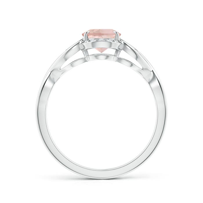 8x6mm AAA Vintage Inspired Oval Morganite Ring with Diamond Accents in 18CT White Gold - side 1