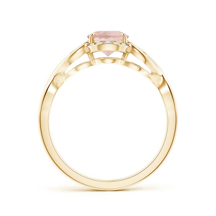 8x6mm AAA Vintage Inspired Oval Morganite Ring with Diamond Accents in 18K Yellow Gold - side 1