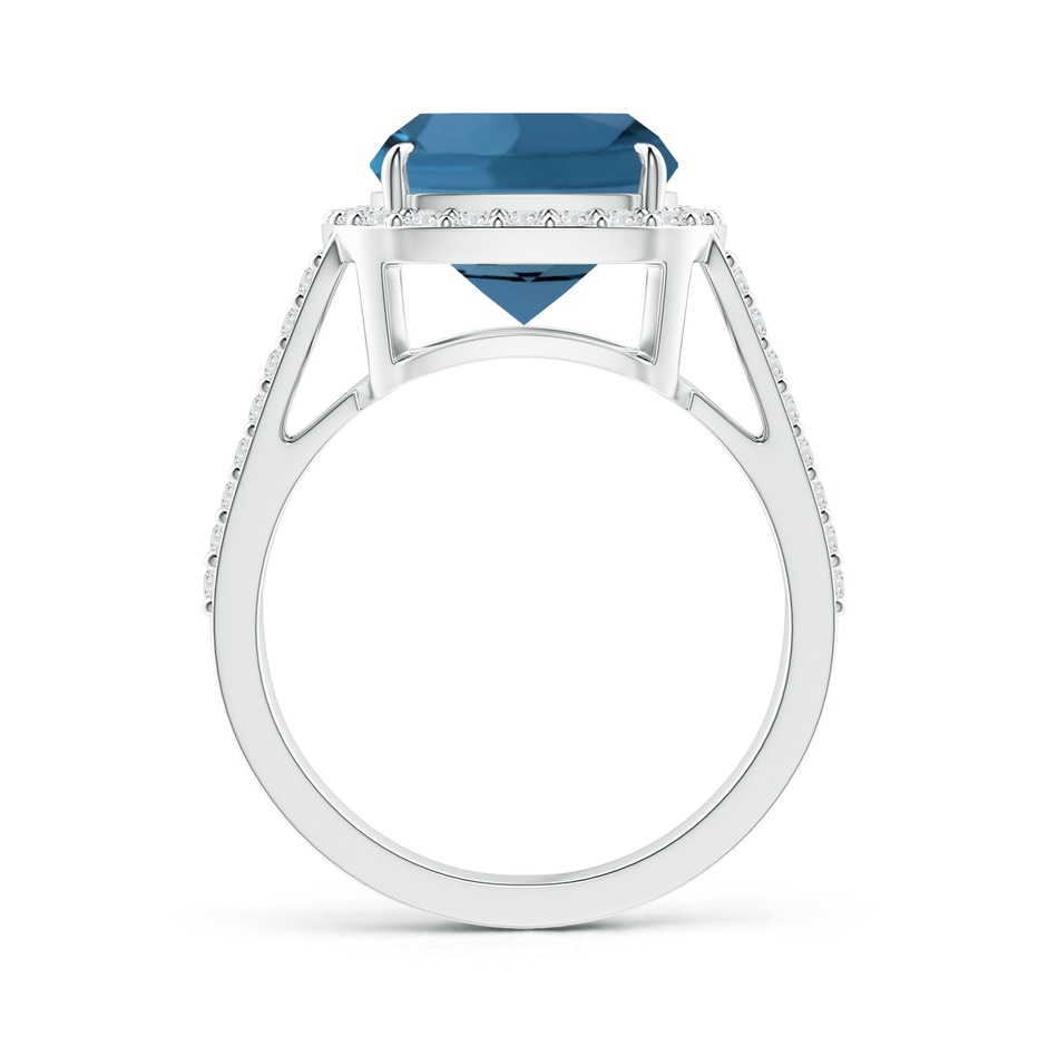 10mm AA Cushion London Blue Topaz Split Shank Ring with Diamond Halo in White Gold product image