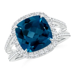 Cushion London Blue Topaz Halo Rings