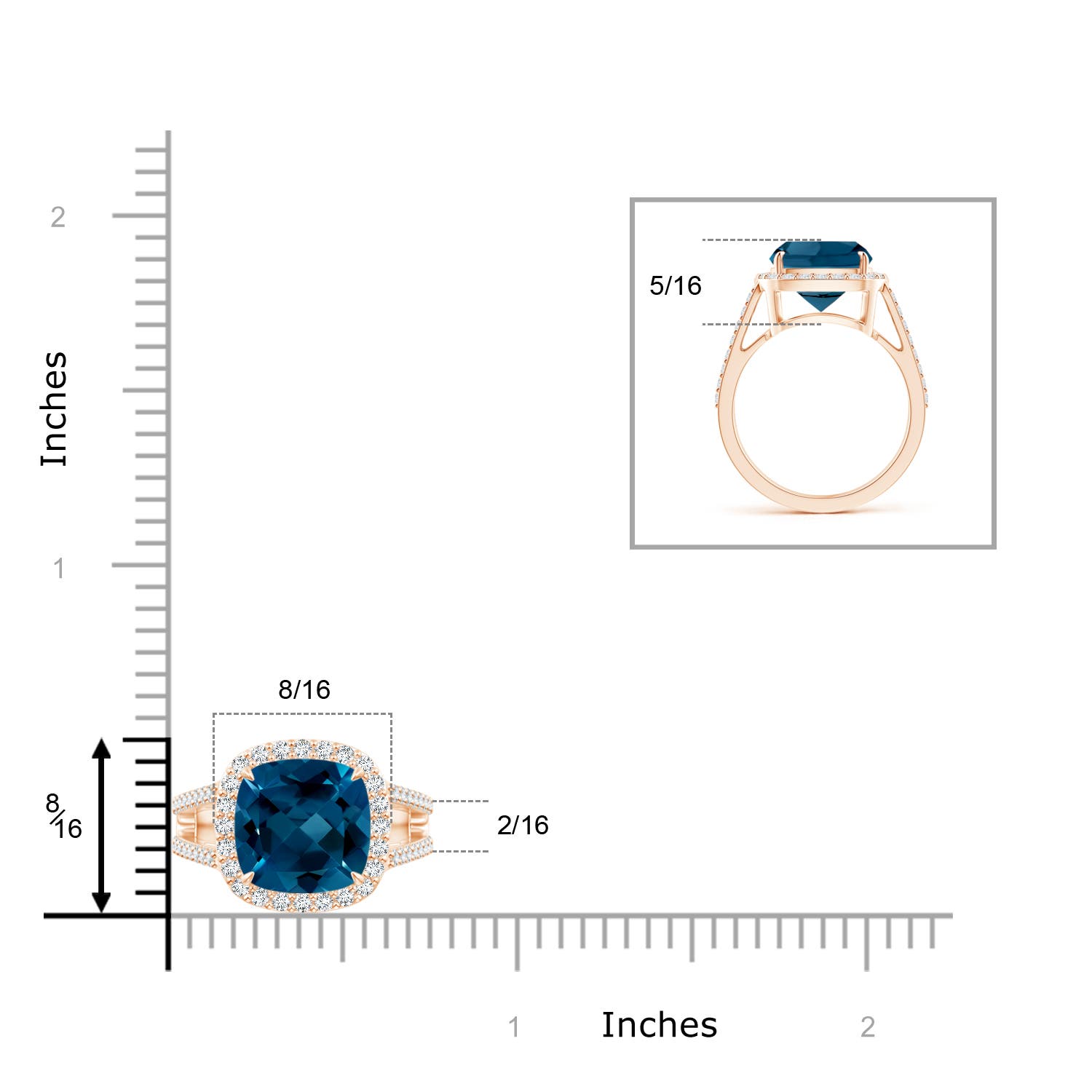 AAAA - London Blue Topaz / 5.82 CT / 14 KT Rose Gold