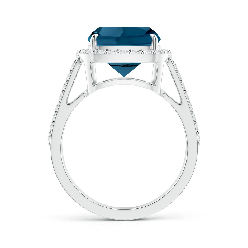 10mm AAAA Cushion London Blue Topaz Split Shank Ring with Diamond Halo in White Gold product image