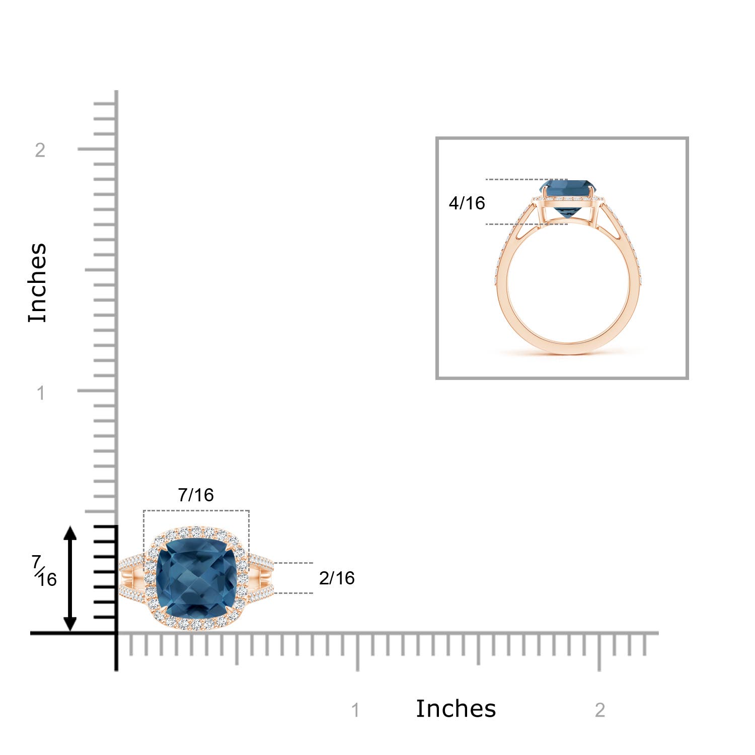 A - London Blue Topaz / 2.88 CT / 14 KT Rose Gold