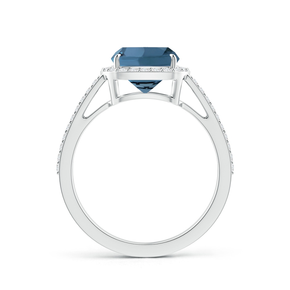 8mm A Cushion London Blue Topaz Split Shank Ring with Diamond Halo in White Gold product image