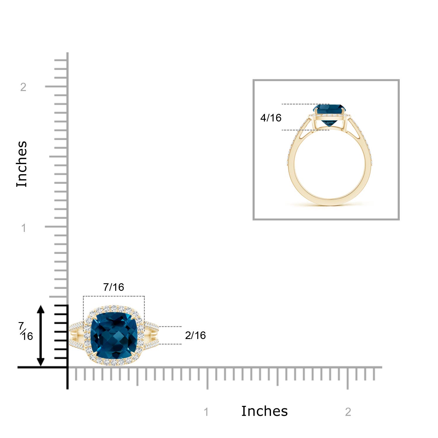 AAAA - London Blue Topaz / 2.88 CT / 14 KT Yellow Gold