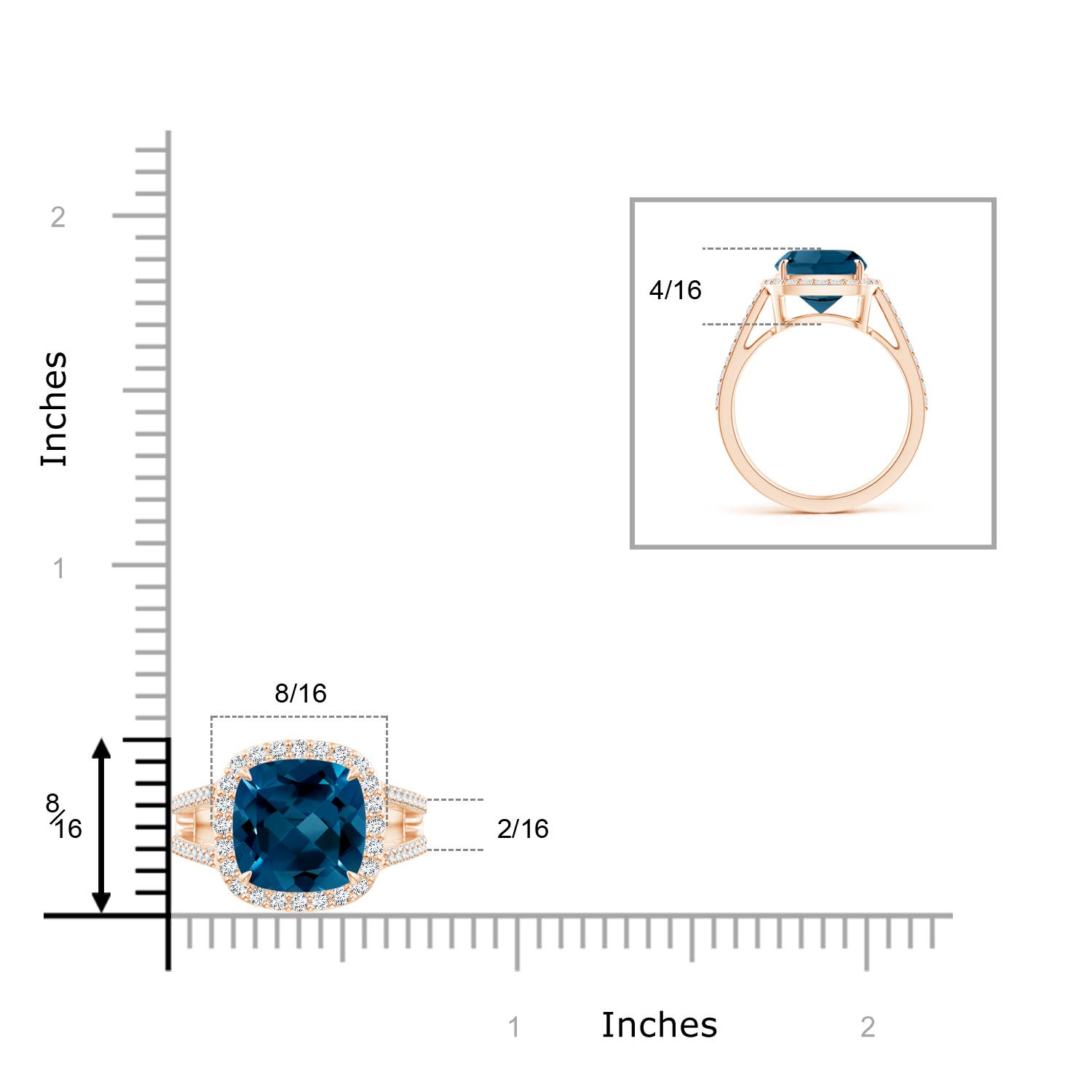 AAAA - London Blue Topaz / 3.78 CT / 14 KT Rose Gold