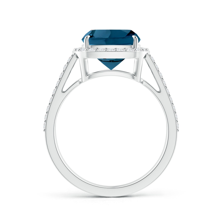 9mm AAAA Cushion London Blue Topaz Split Shank Ring with Diamond Halo in White Gold Product Image