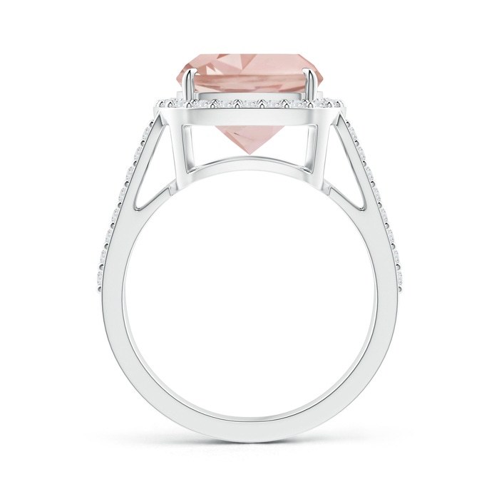 10mm AA Cushion Morganite Split Shank Ring with Diamond Halo in White Gold side-1
