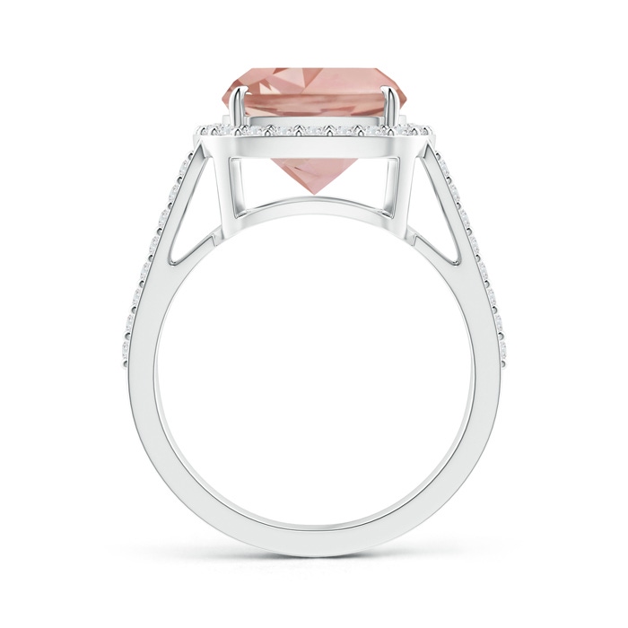 10mm AAAA Cushion Morganite Split Shank Ring with Diamond Halo in P950 Platinum side-1