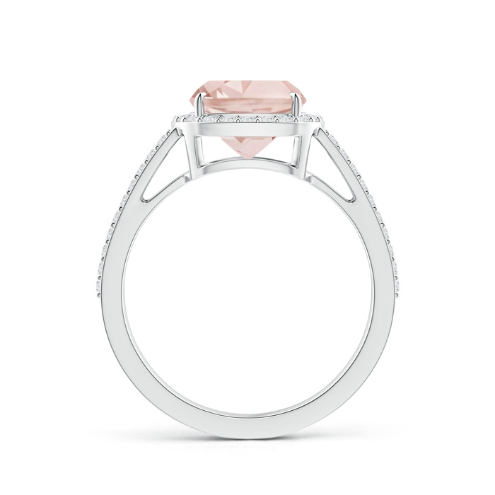 8mm A Cushion Morganite Split Shank Ring with Diamond Halo in P950 Platinum side-1