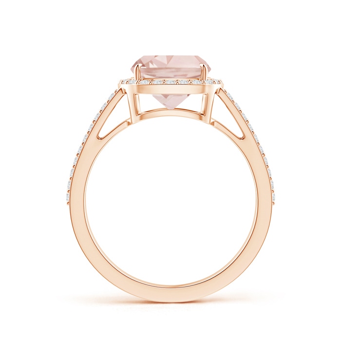 8mm A Cushion Morganite Split Shank Ring with Diamond Halo in Rose Gold side-1