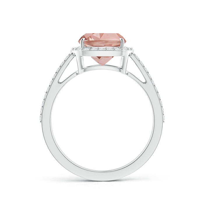 8mm AAAA Cushion Morganite Split Shank Ring with Diamond Halo in White Gold side-1