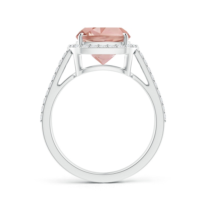 9mm AAAA Cushion Morganite Split Shank Ring with Diamond Halo in P950 Platinum side-1