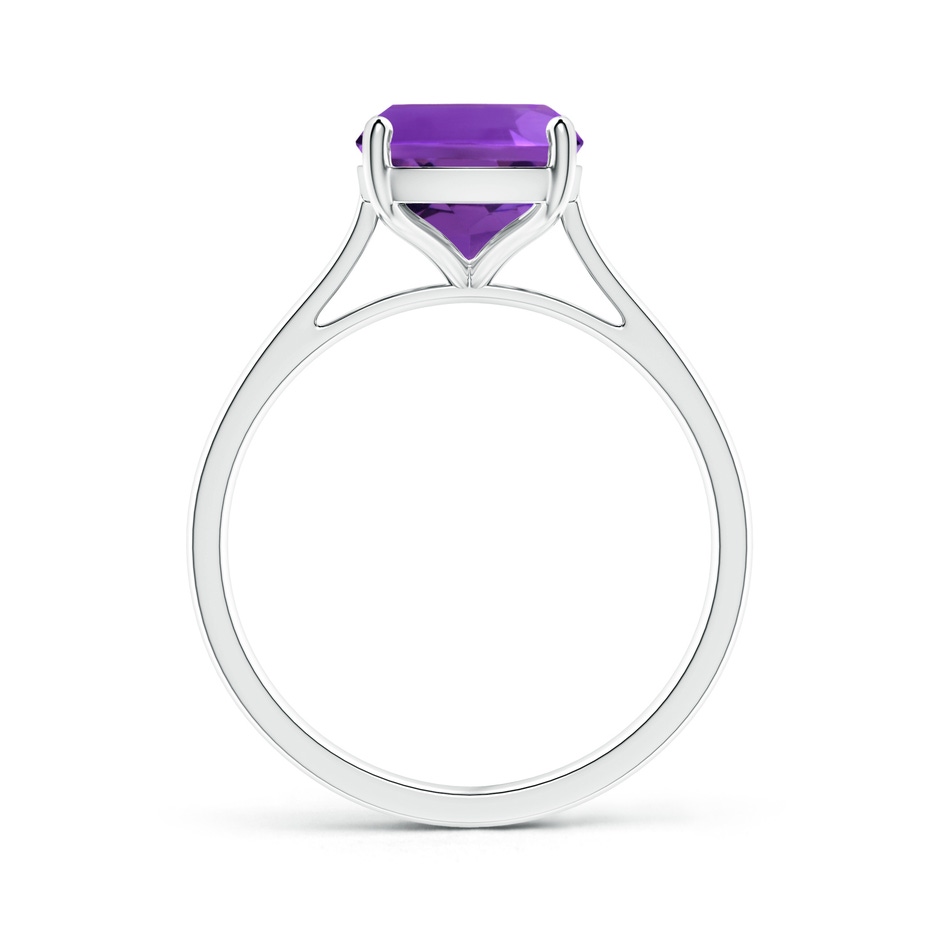 10x8mm AAAA Prong-Set Cushion Amethyst Solitaire Ring in P950 Platinum side-1