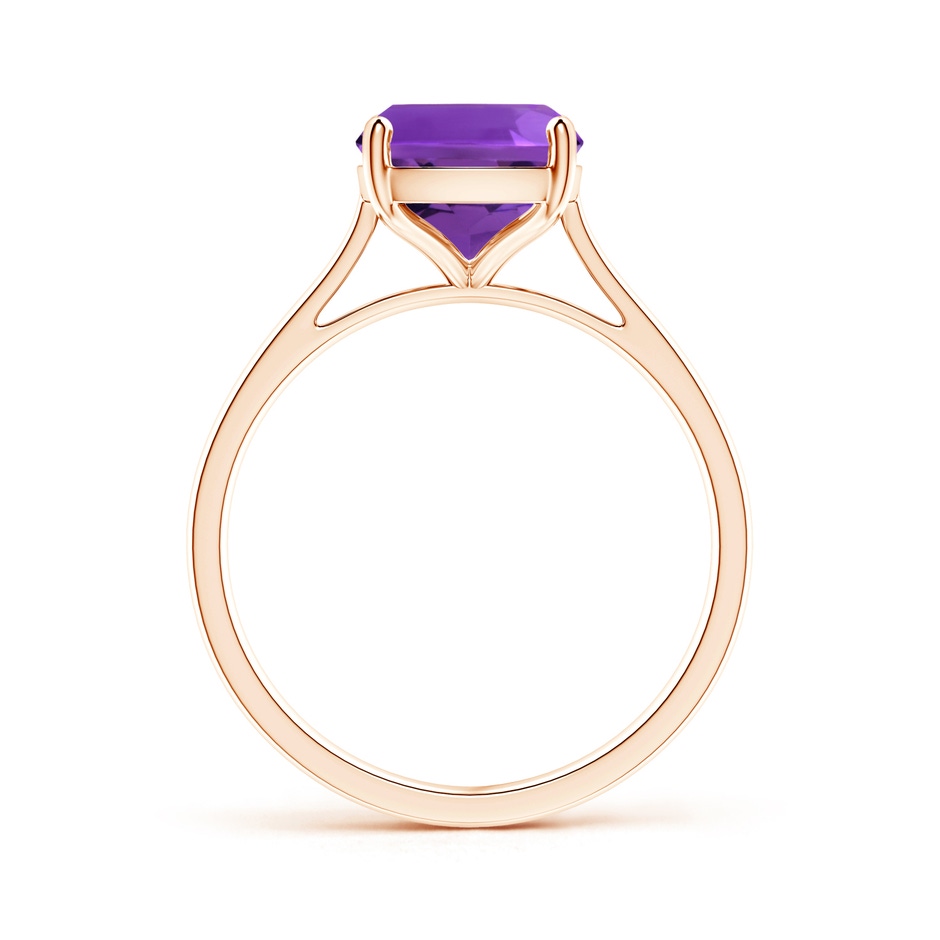 10x8mm AAAA Prong-Set Cushion Amethyst Solitaire Ring in Rose Gold side-1